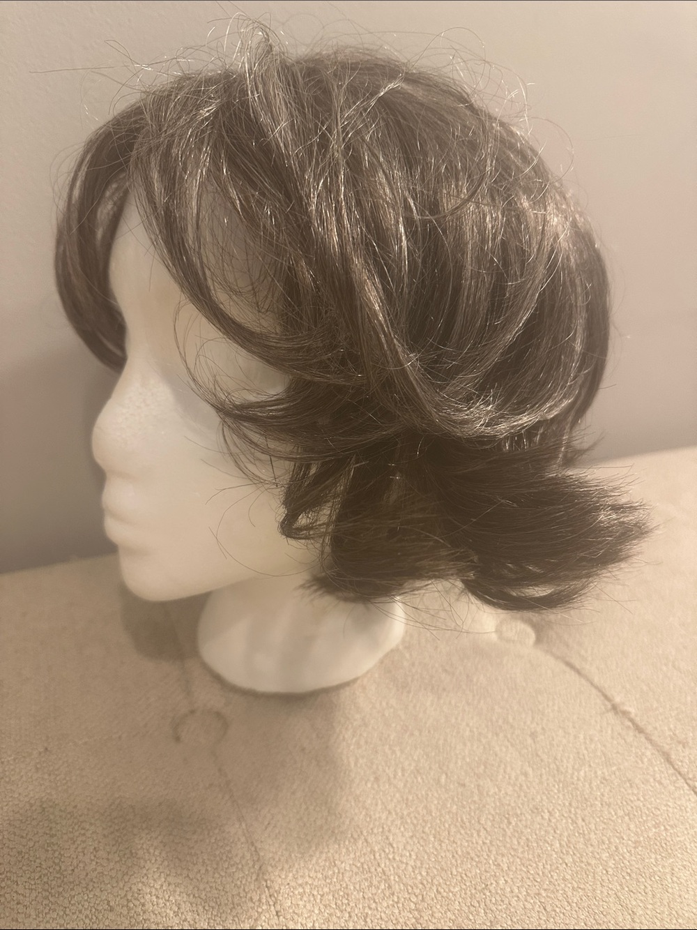 Classic Short Layered Women's Wig in Dark Silvery blond color